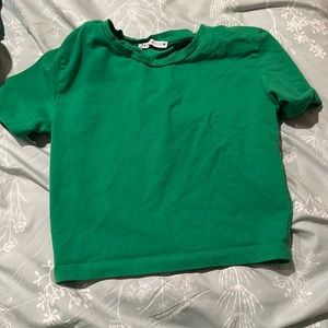 ZARA GREEN CROP T SHIRT XSMALL